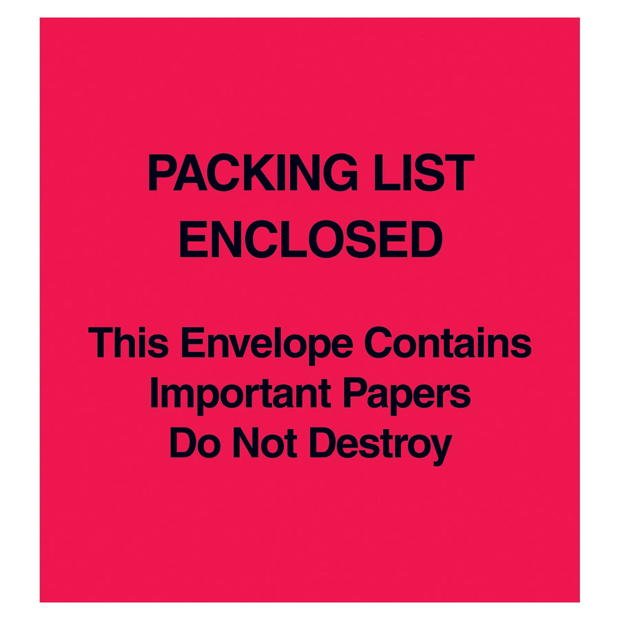 5x6 2 Mil Red Packing List Envelopes 1000/Case PL485