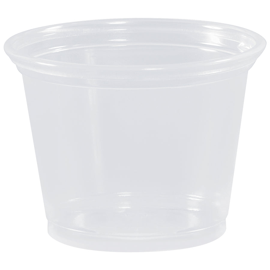 Stock your operation with 2,500 durable 1 oz clear plastic portion cups made from crack-resistant polypropylene. Perfect for restaurants, food service, condiment dispensing, and sampling applications. Cost-effective bulk pricing with reliable quality you can depend on.