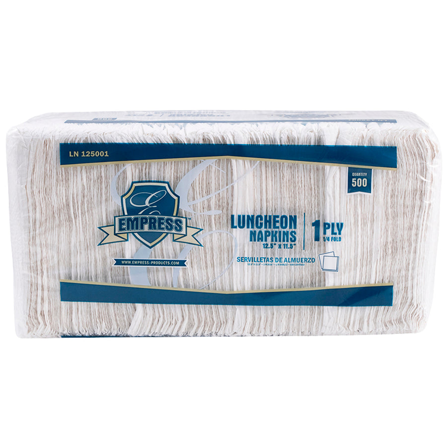 Soft, durable white paper luncheon napkins sized 12.5" x 11.75" for maximum value in bulk. This economical napkin choice delivers 6,000 napkins per case‚the smart choice for high-volume breakroom supplies and food service operations. Compliant for all shipping and storage requirements.