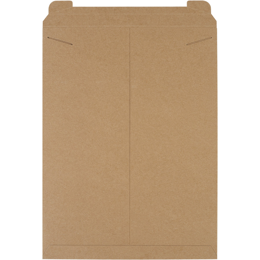 Professional 18 x 24" kraft stayflats mailers featuring tab lock closure and .036 chipboard construction for maximum puncture resistance. Lightweight design eliminates postage overages while delivering rigid protection–no additional stiffeners needed. Sold by the case of 50.