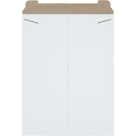 Protect documents and photos with these rigid 18 x 24" white chipboard Stayflats mailers featuring secure tab lock closure. Manufactured from .028 chipboard for guaranteed non-bendable performance without added stiffeners. Lightweight design reduces postage costs–case of 50.