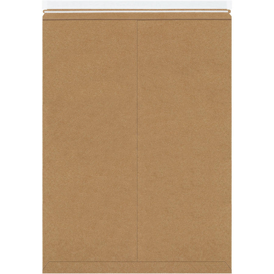 Professional-grade 27 x 20" kraft self-seal stayflats mailers with .028 chipboard construction deliver maximum puncture resistance without added stiffeners. Peel-and-seal closure with easy tear strip keeps shipping costs low while protecting documents, photos, and flat goods. Sold by the case of 50.