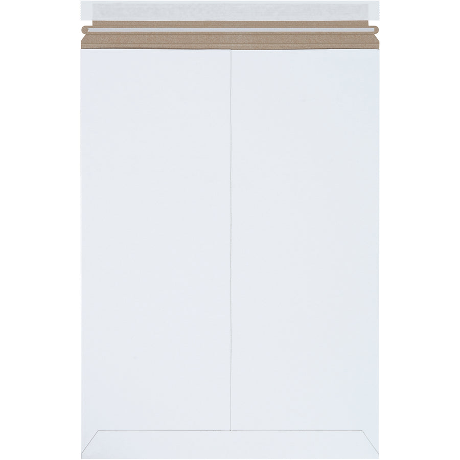 Premium 13x18" white self-seal chipboard mailers designed for e-commerce brands shipping documents, photos, and light merchandise. .020 chipboard construction provides puncture resistance and professional presentation without additional stiffeners. Peel-and-seal closure with pull-tab tear strip‚ship 100 per case.