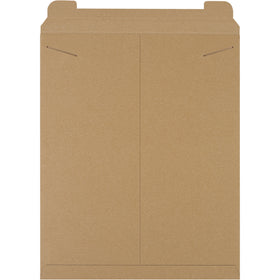 Professional 17x21" kraft stayflat mailers with tab lock closure protect documents and photos without additional stiffeners. Manufactured from durable .036 chipboard with lightweight design that reduces postage costs. Sold by the case of 50 units.
