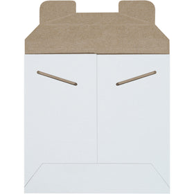 Protect photos, documents, and media in professional white chipboard mailers that arrive damage-free. Our 6x6 Stayflats feature rigid .028 chipboard construction with secure tab lock closure and require no additional stiffeners. Buy by the case of 200 and reduce postage costs with lightweight yet durable fiberboard construction.