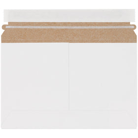 Professional 6" x 9.5" white self-seal stayflat mailers made from 100% recycled .018 chipboard. Features pressure-sensitive adhesive closure with convenient tear strip for quick, secure sealing. Sold by the case of 200 units.