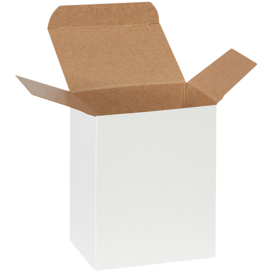 Professional-grade 4x3x5 white folding cartons engineered for small product packaging. Constructed from durable .024 point die-cut fibreboard with pye-lock tucks for secure closure and federal compliance. Ships flatβ250 units per case minimize storage and freight costs.