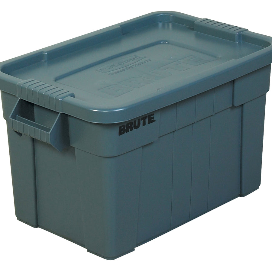 28x18x15 20 Gallon Gray Plastic Brute Tote with Lid RUB117