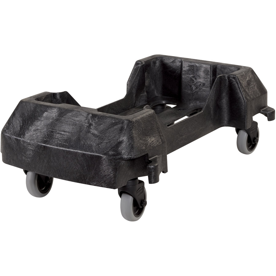 Transport Slim Jim containers efficiently with this 24x15x8 Black Plastic Trainable Trolley. Features durable plastic construction, mark-resistant swivel casters, and clip-on connections for multi-trolley linking. Built for commercial janitorial operations.