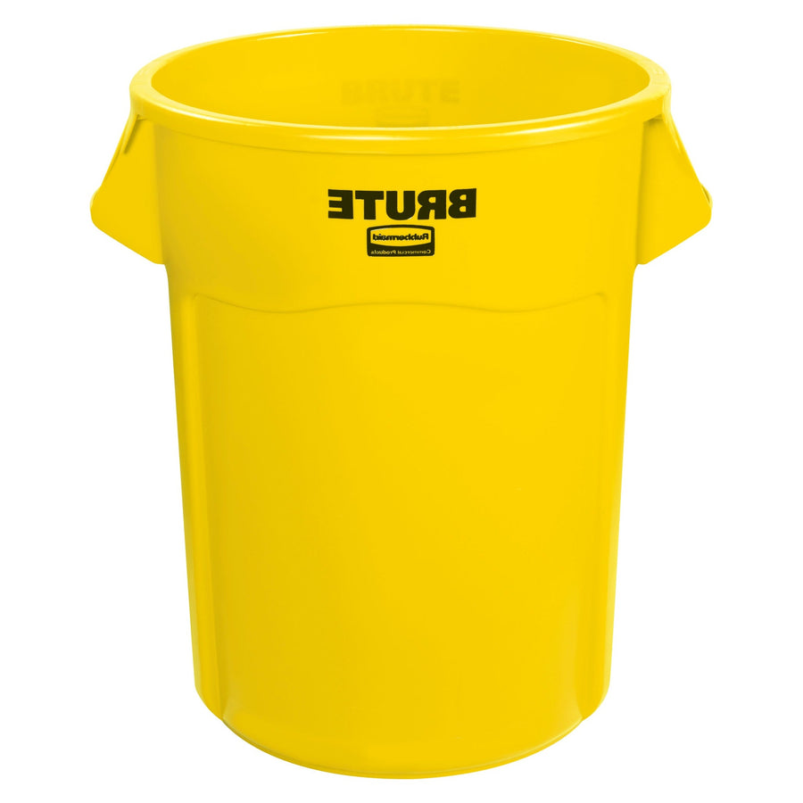 55 Gallon Yellow Plastic Brute Trash Can with Handles 1 Each RUB355CY