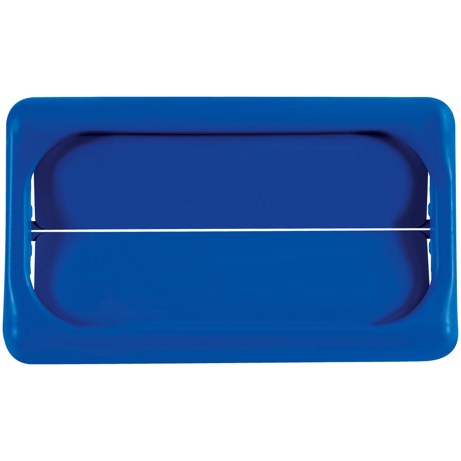 Heavy-duty plastic swing top lid designed for 23-gallon Slim Jim trash cans keeps waste concealed and odors contained. Measures 22" x 11" with easy-to-use swing mechanism for frequent access. Built for commercial janitorial and jan-san environments requiring reliable, long-lasting bin covers.