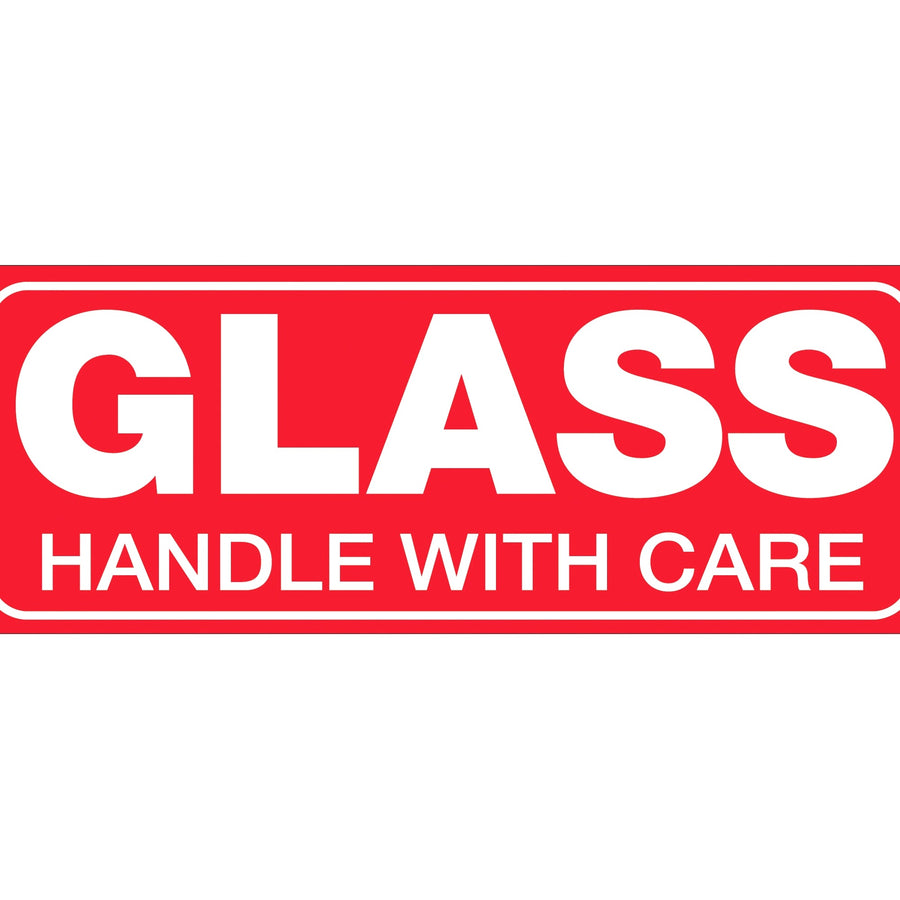 1.5x4 Red/White Glass Handle With Care Labels Semi-Gloss 500/Roll SCL204R - alias listing