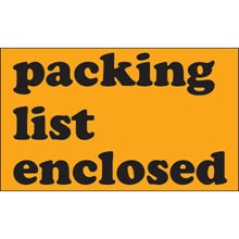 3x5 Packing List Enclosed Fluorescent Orange Labels 500/Roll