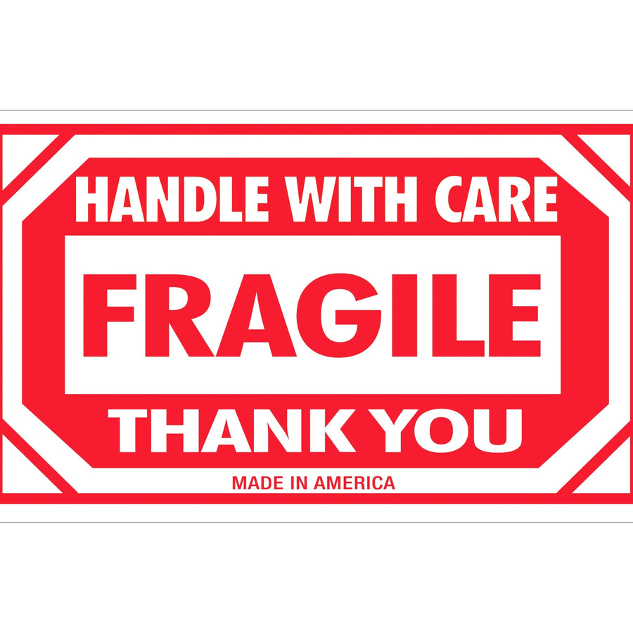 3x5 Fragile Handle With Care Labels Semi-Gloss Paper 500/Roll SCL576 - alias listing