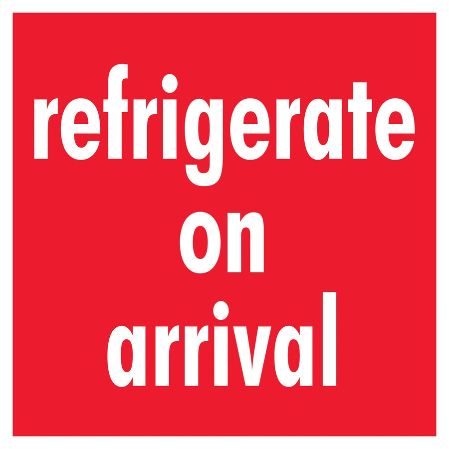 4x4 Red/White Refrigerate On Arrival Labels Semi-Gloss 500/Roll SCL589 - alias listing