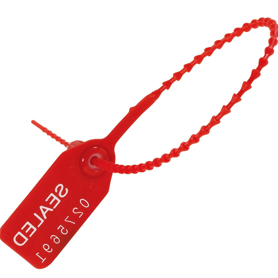 9 in Red Plastic Pull-Tight Security Seals Tamper Evident 100/Case SE1001R