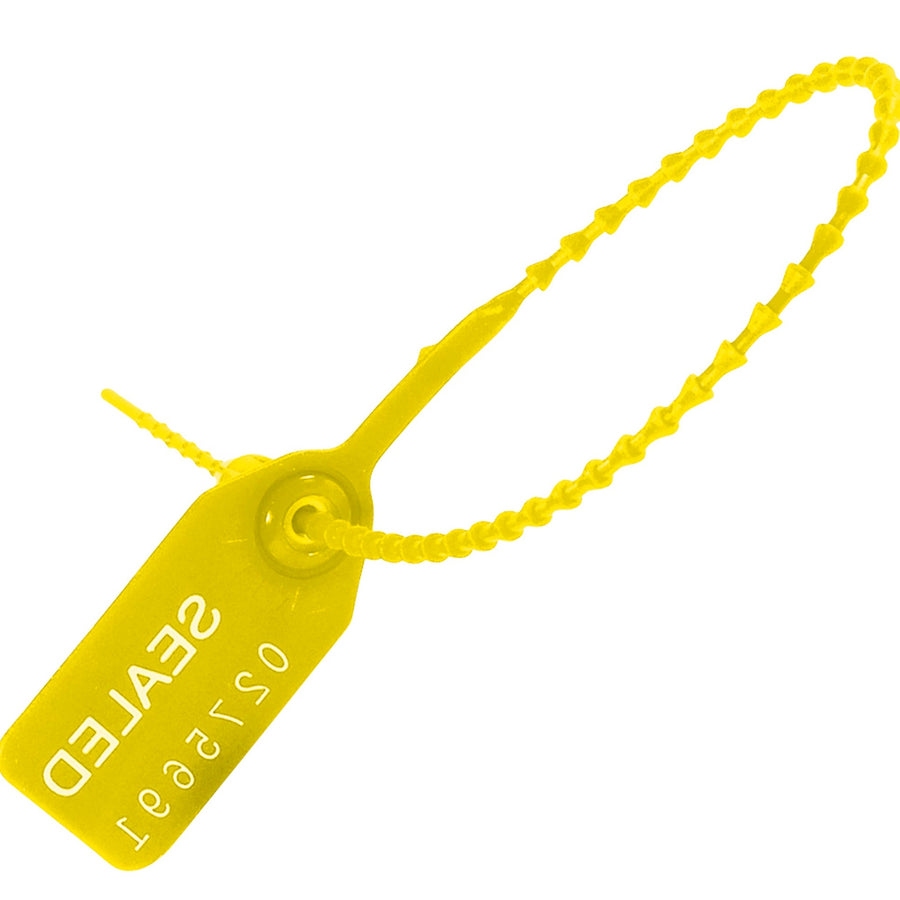 9 in Yellow Plastic Pull-Tight Security Seals Tamper Evident 100/Case SE1001Y