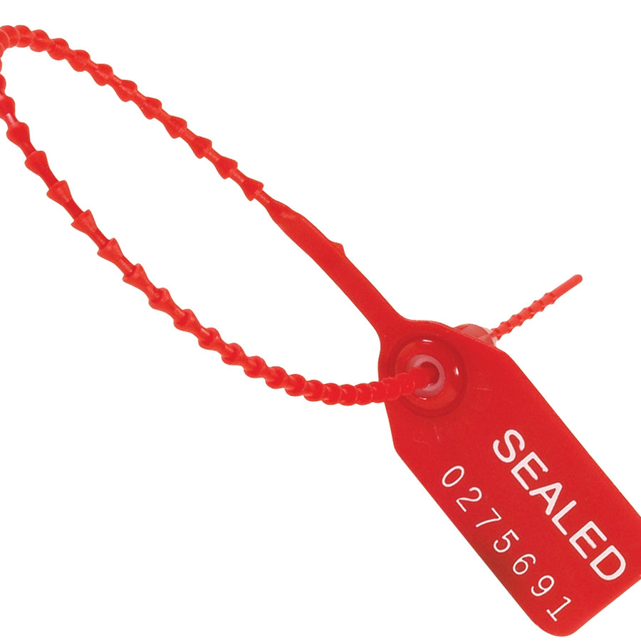 12 in Red Plastic Pull-Tight Security Seals Tamper Evident 100/Case SE1005R