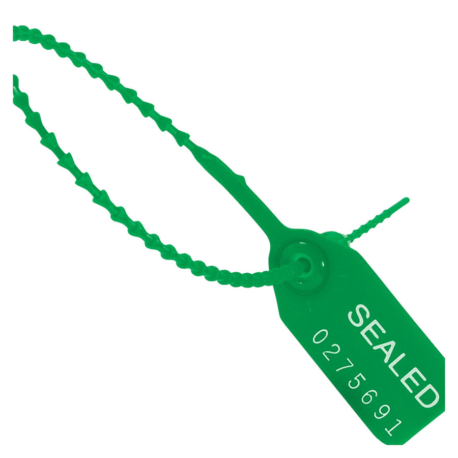 18 in Green Plastic Pull-Tight Security Seals Tamper Evident 100/Case SE1013G
