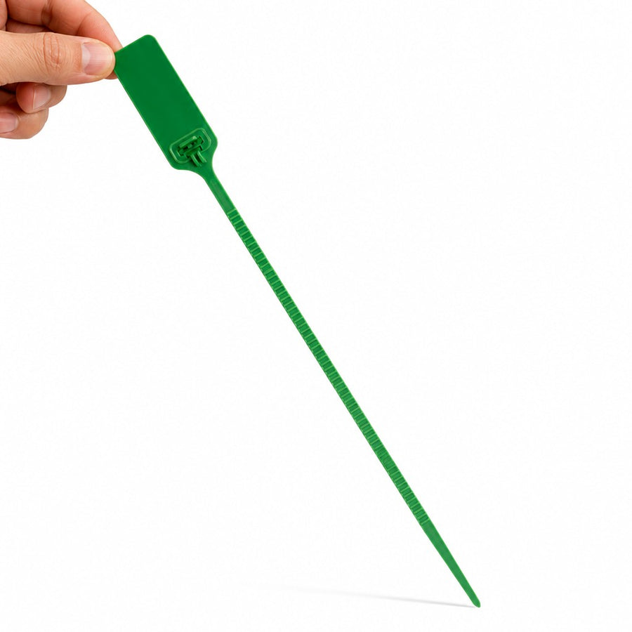 8 in Green Tamper Evident Plastic Pull Tight Security Seals SE1019G