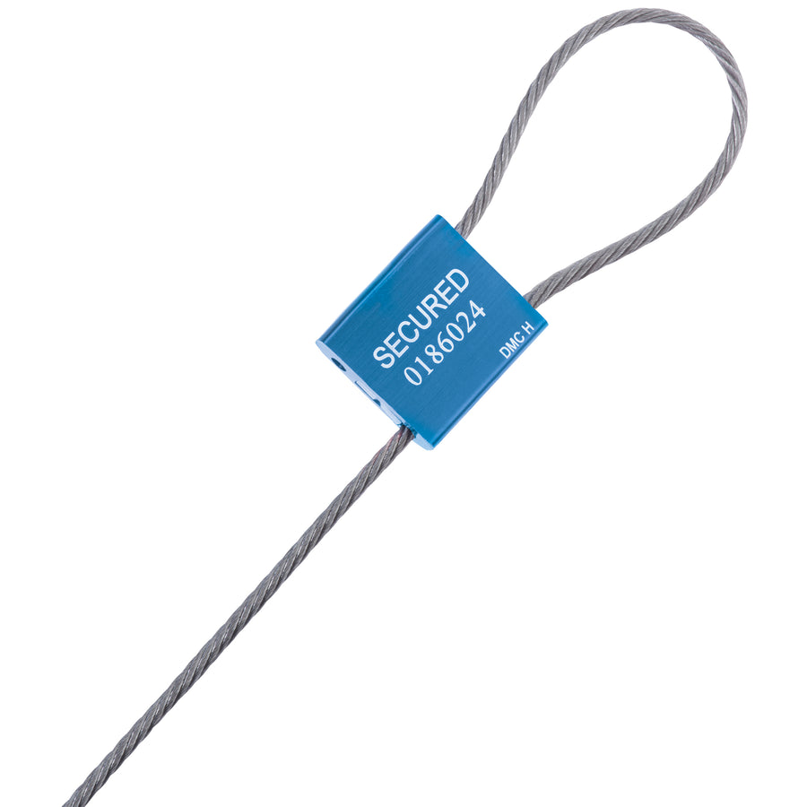 1/8 x 12" Galvanized Steel Cable Seals Blue - Tamper Proof, Case of 50