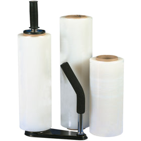 Heavy-duty 90 gauge blown hand stretch film engineered for puncture and tear resistance on non-standard warehouse items. Each roll delivers 1500' of coverage with excellent cling for industrial-strength load stabilization. Case of 4 rolls performs reliably down to -5°F.
