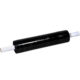Hand-ready extended core stretch film designed for warehouse teams shipping confidential or light-sensitive loads. Each 1000' roll features a 4.5" extended core handle eliminating the need for a dispenser. Black opaque formula provides complete load visibility protection while delivering superior puncture resistance and load retention.