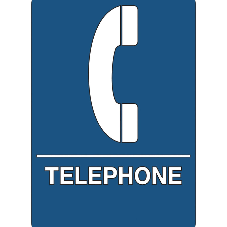 6x9 Blue/White ADA Compliant Telephone Sign 1 Each SN108