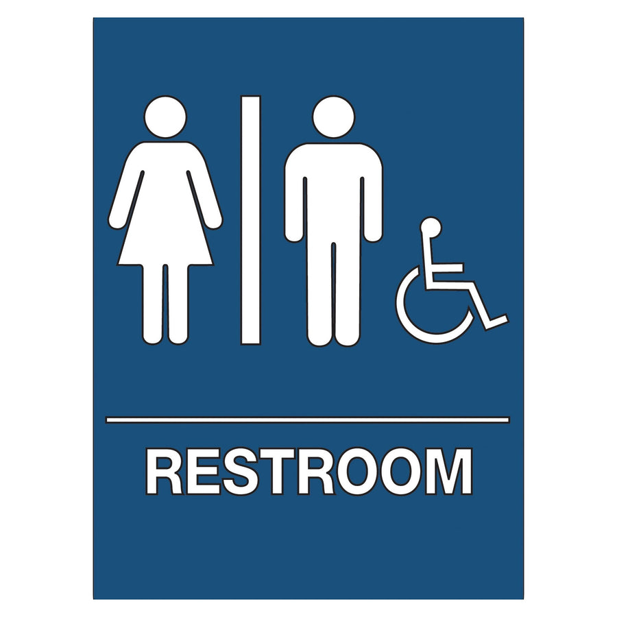 6x9 Blue/White ADA Compliant Restroom Sign SN109