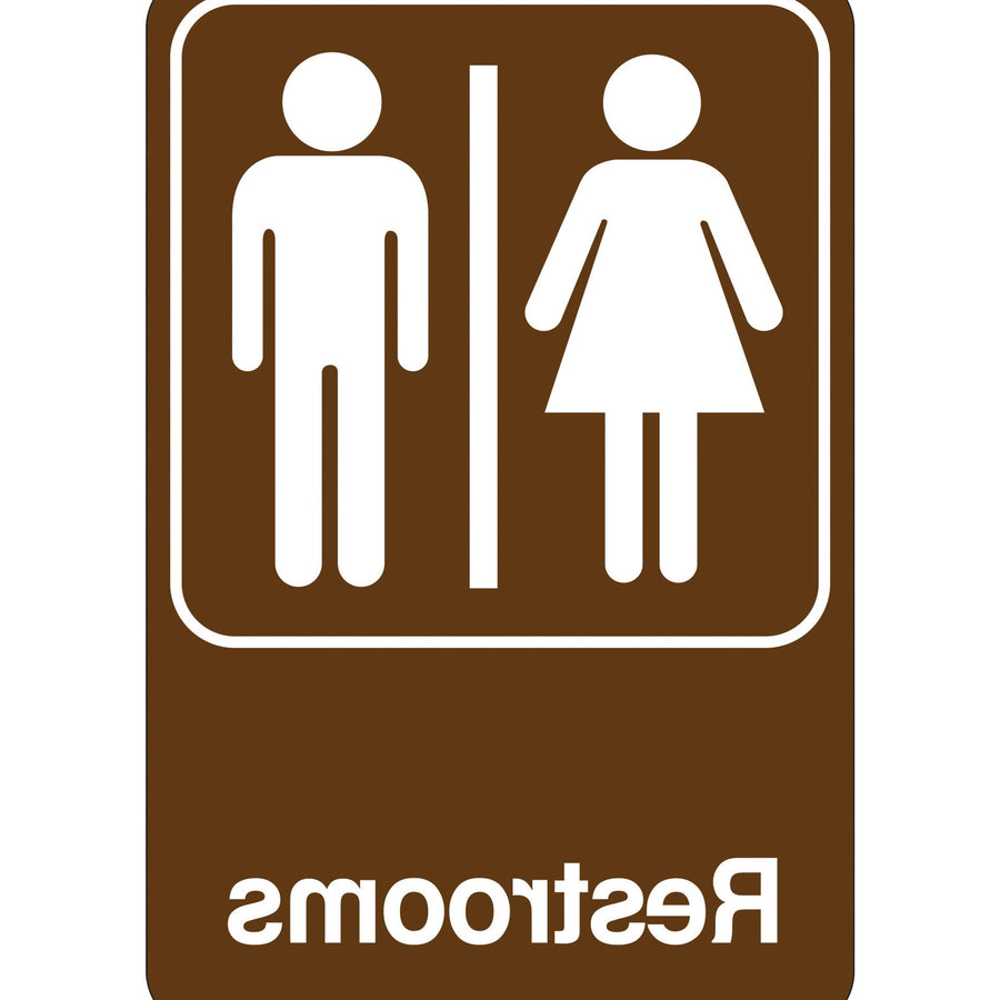 6x9 Brown/White Plastic Restroom Sign 1 Each SN400