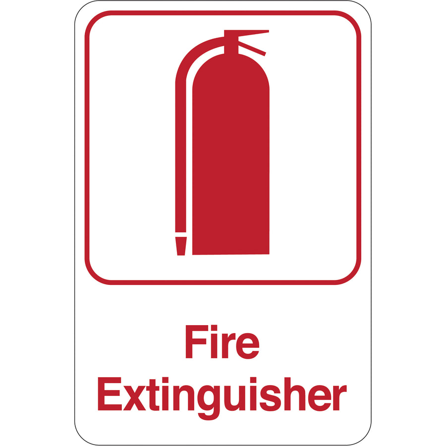 Meet fire safety compliance instantly with this pre-mounted 6x9 plastic fire extinguisher sign. Durable 1/8" acrylic construction with double-sided foam tape included–no additional hardware needed. Universal design fits warehouses, factories, offices, and manufacturing plants.
