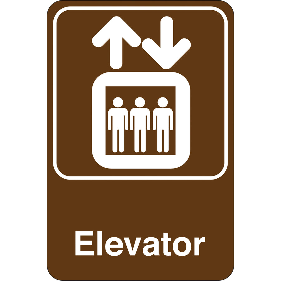 Professional 6" x 9" elevator facility sign made from durable 1/8" plastic with silk-screened instructions. Includes pre-applied double-sided foam tape for instant mounting on any surface. OSHA-compliant compliance sign ideal for facilities maintenance teams managing high-traffic areas.