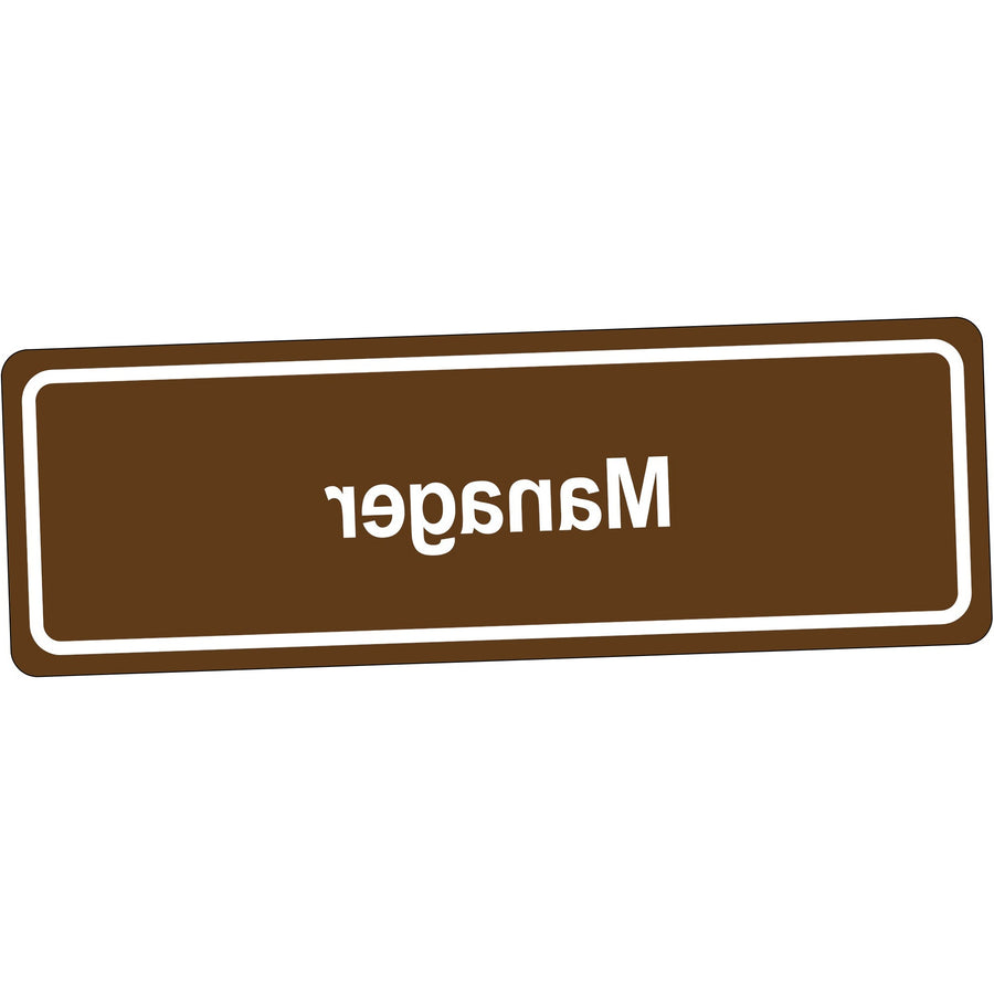 3x9 Brown Acrylic Manager Door Sign Adhesive Backing 1 Each SN502