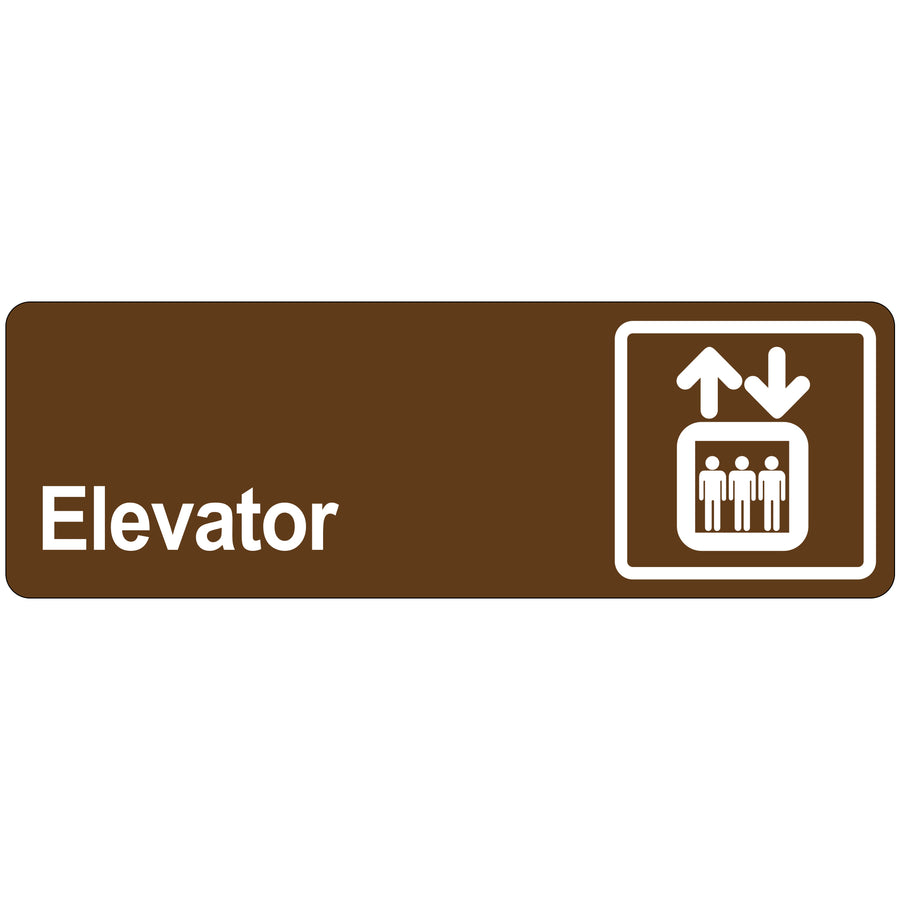 Professional 3" x 9" acrylic elevator door sign with reverse-printed opaque design and adhesive backing. Beveled edges and clear acrylic cover ensure durability and professional appearance. Sold as 1 each–the reliable choice for facility managers who need compliant, long-lasting directional signage.