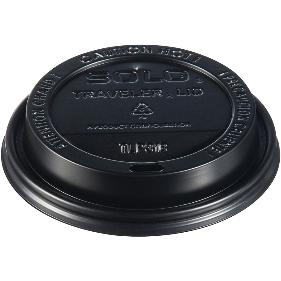 Transform your hot paper cups into secure to-go containers with Solo® black plastic lids sized for 12-16 oz. cups. This case of 1,000 lids delivers reliable sealing, leak prevention, and professional appearance for food service operations of any size. Stock your facility with the industry-standard lid trusted by restaurants, cafes, and catering businesses nationwide.