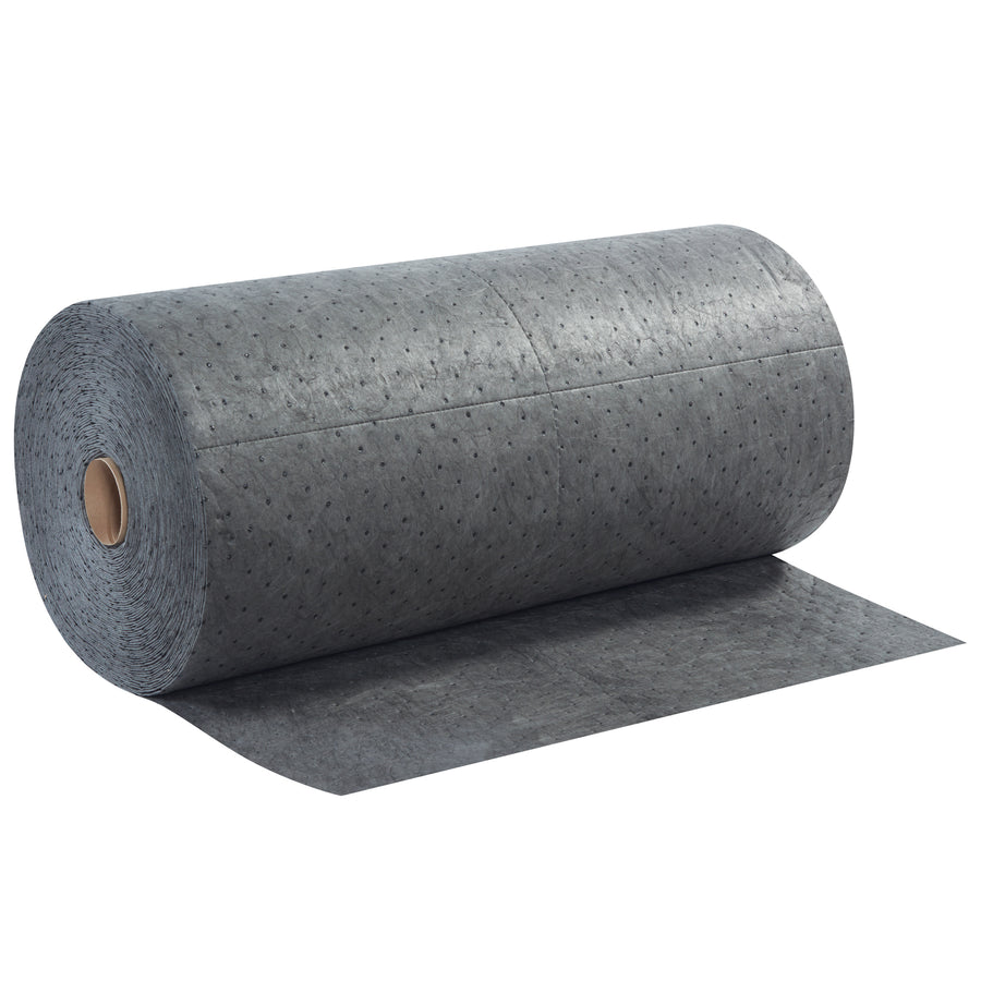 This heavy-duty 32" x 150' universal sorbent roll absorbs oils, solvents, coolants, and hazardous liquids in industrial facilities. Dimple-bonded polypropylene construction provides superior strength, while horizontal and vertical perforation lets you tear custom sizes for any spill. One roll per case–a cost-effective solution for maintenance teams, parts washers, and emergency spill kits.