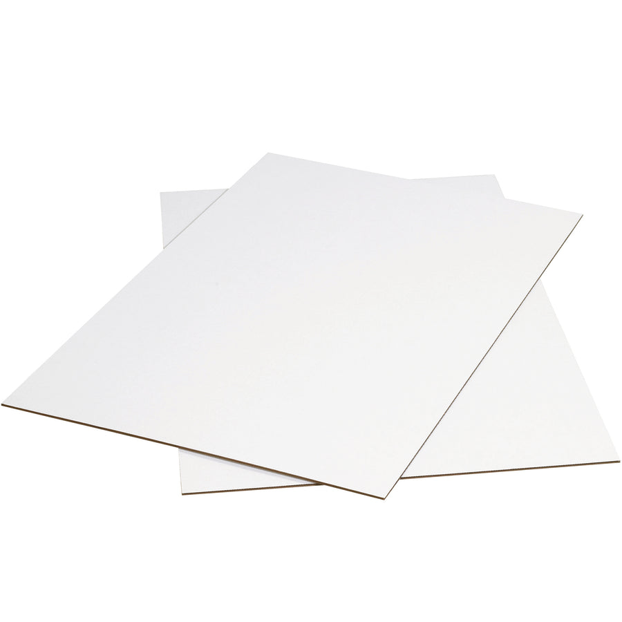 ECT-32 white corrugated sheets designed for efficient layer separation on pallets and inside packaging. Each bundle includes 5 sheets measuring 42x48 inches with a clean white finish that clearly marks layer breaks. Ideal for warehouse managers seeking reliable, cost-effective pad solutions that improve freight organization and protect stacked products.