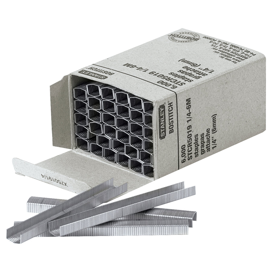 Secure lightweight shipping cartons fast with 1/4" steel deluxe staples designed for industrial hand staplers. Each case contains 6,000 staples‚enough to keep your packaging operation running all week. Durable steel construction ensures reliable hold and consistent performance on every seal.