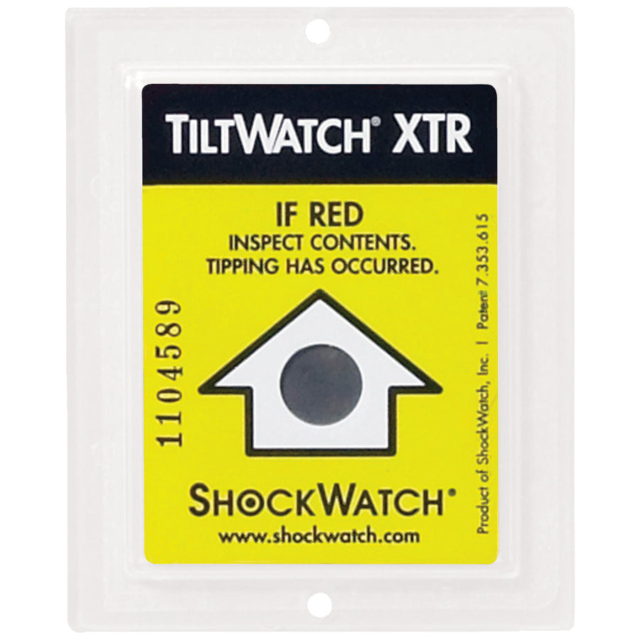TiltWatch XTR tilt indicators provide foolproof shipment monitoring for upright-sensitive cargo. These 2.92" x 2.37" yellow indicators change from white to red when packages tilt beyond 80°, ensuring compliance with handling requirements. Sold in cases of 100 for maximum cost-efficiency.