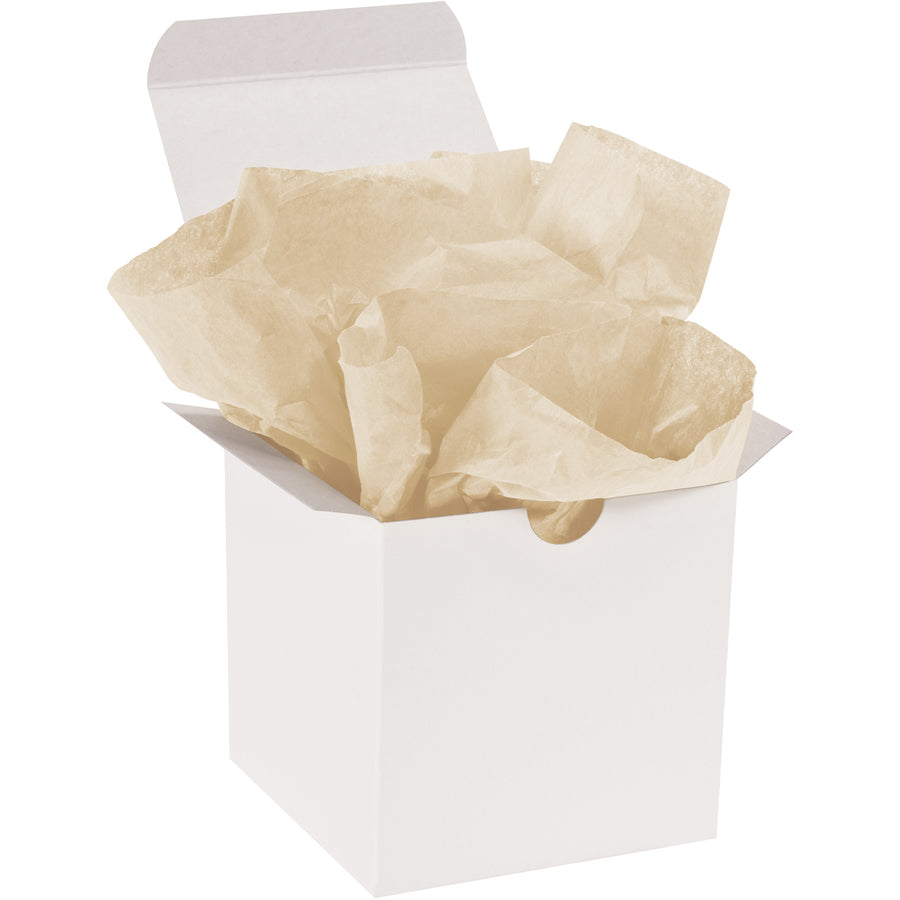 Professional-grade tan tissue paper sheets designed for premium packaging, gift wrapping, and void fill applications. Each 20x30" sheet features a soft texture on both sides and fade-resistant dyes that won't bleed onto your products. Order by the case: 480 sheets of 10 lb. basis weight tissue paper ready to ship.