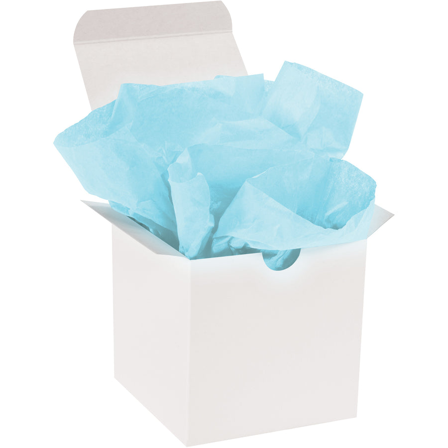 Upgrade your packaging with premium 20x30" light blue tissue paper sheets featuring fade-resistant dyes and soft dual-sided texture. This gift-grade packing paper delivers professional appearance and reliable protection in a convenient case of 480 sheets, ideal for both wrapping and void fill applications.