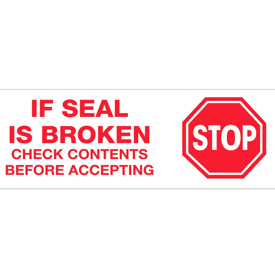 3 in x 110 yd 2.2 Mil Stop If Seal Broken Carton Sealing Tape 24/Case T905P01