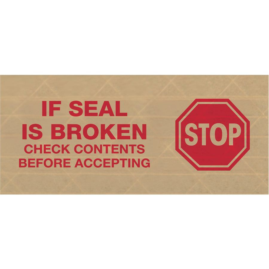 Alert handlers with this 3" x 450' fiberglass-reinforced water activated tape featuring critical 'Stop' messaging. Engineered for packing lines sealing 40-60 lb cartons, it forms a durable, tamper-evident bond that personnel and contents recognize instantly. Sold as a case of 10 rolls for consistent line performance.