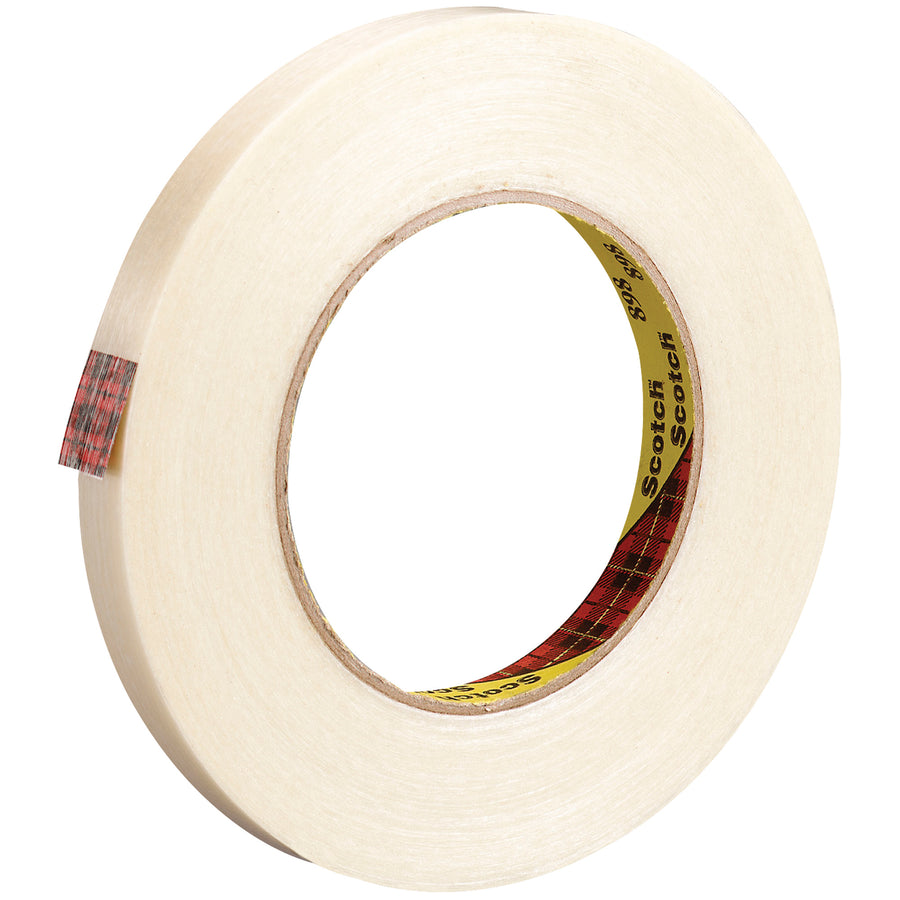 Scotch® Filament Tape 898 combines aggressive synthetic rubber adhesive with continuous glass yarn reinforcement for superior tensile strength on high-speed packing lines. The 6.6 mil clear polypropylene backing resists abrasion, moisture, and scuff–critical for case sealing and "L" and "C" clip closures. Packrift's case of 12 rolls (1/2" x 60 yds each) keeps your carton sealing operation running without interruption.