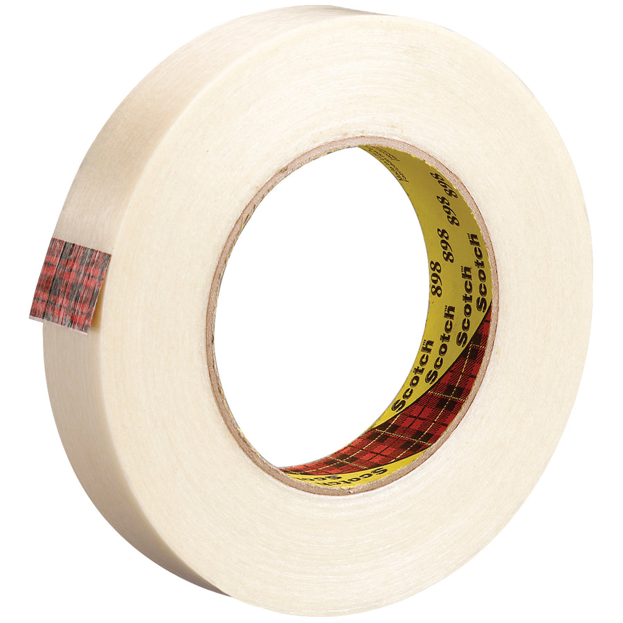 Scotch¬Æ 898 filament tape delivers maximum holding power for high-speed packing lines. Glass yarn-reinforced 6.6 mil construction with aggressive synthetic rubber adhesive ensures long-term case integrity. Six 1" x 60 yd rolls per case‚optimize your sealing operation.