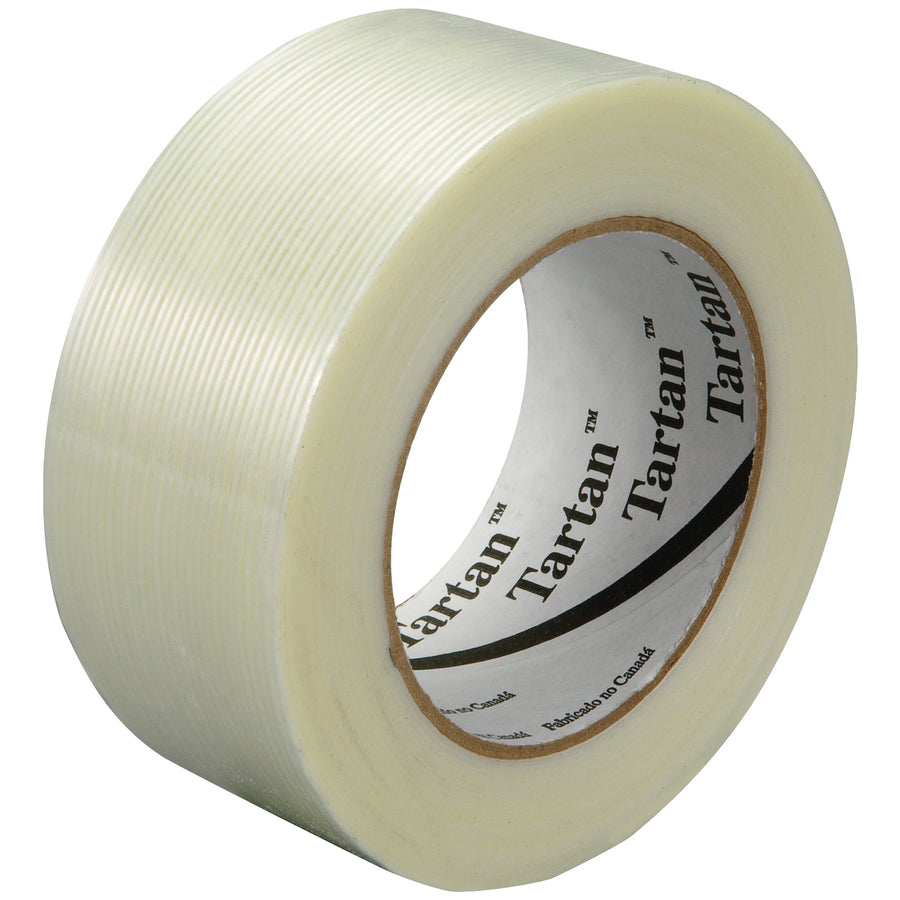 Clear polypropylene filament tape engineered for fast carton sealing with minimal rub-down required. This 2" x 60 yds roll features 4.0 mil thickness, glass yarn reinforcement, and superior adhesion to corrugated, plastics, and metals–ideal for packing lines handling light-to-medium box volumes. Sold as a case of 24 rolls.