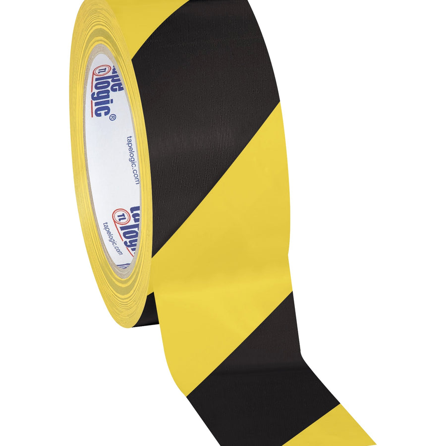 2 in x 36 yd 7 Mil Black/Yellow Striped Vinyl Safety Tape 24/Case T9236BY
