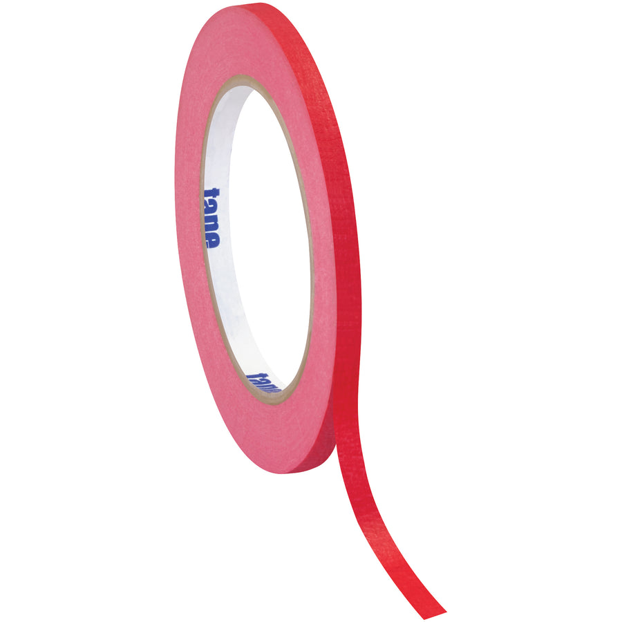 Tape Logic red masking tape delivers reliable adhesion and clean removal for high-speed packing lines and manual case sealing operations. Each roll is 1/4" x 60 yards of 4.9 mil crepe paper, medium temperature rated, sold as a case of 12 rolls to keep your production moving without downtime.