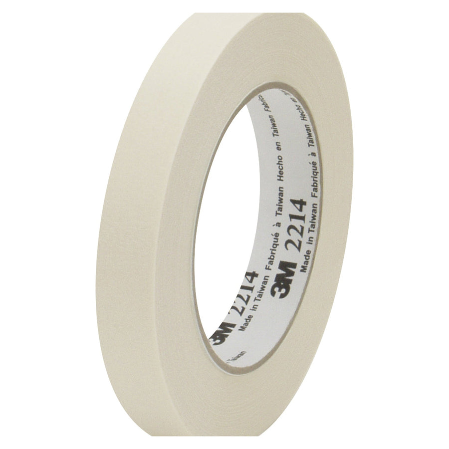 3/4 in x 60 yd 5.2 Mil Crepe 3M 2214 Paper Masking Tape 48/Case T9342214
