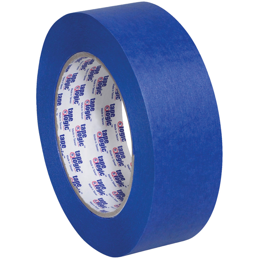 Tape Logic 3000 blue painter's masking tape delivers reliable adhesion and clean removal for packaging lines running multiple paint and stain applications. Each case includes 12 rolls of 1.5" x 60yd crepe paper tape with 5.2mil thickness and 27 lb tensile strength, designed to hold securely for up to 14 days without surface damage.